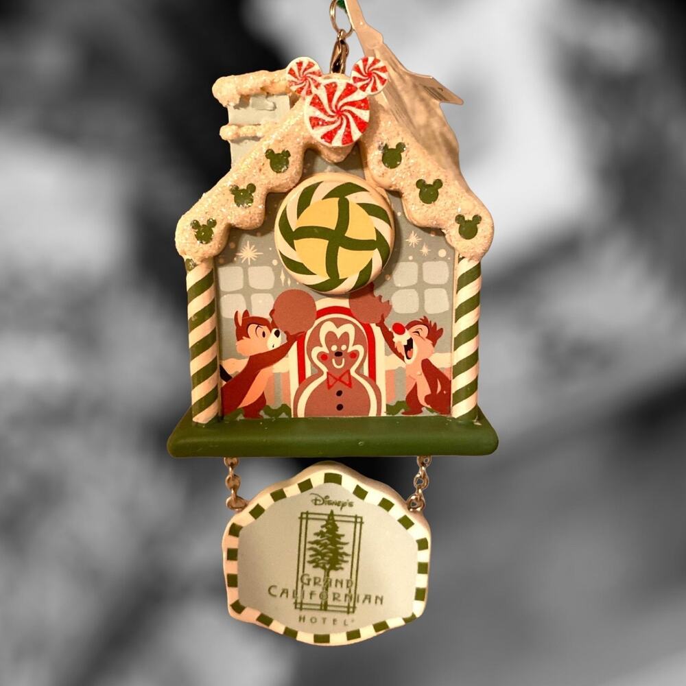 NWT Disney Grand Californian Hotel Chip & Dale Gingerbread House Ornament
